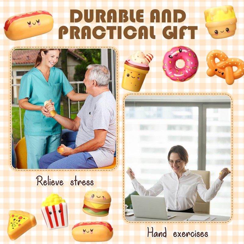 Hollowfly 56 Pcs Fast Food Stress Balls Bulk, Stress Relief