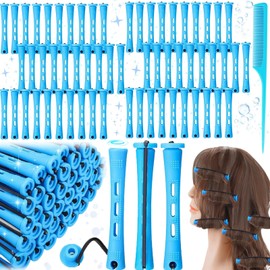 Liekadijiae Pack of 60 Small Curls, Plastic Perm Rods, Curlers, Hair Curlers for Perm, Short Cold Wave Bars with Rat Tail Comb