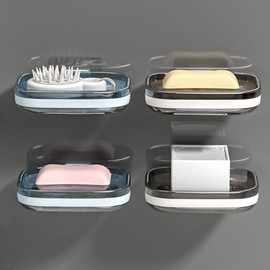 Wall Mounted Soap Dish for Bathroom, Single Layer Soap Holder with for Home Use Small Bathroom Storage (A, One Size)