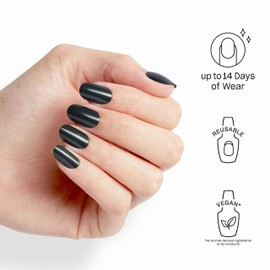 OPI On Point Peppermint Bark and Bite | Short Round Dark Green Silver Shimmer Press On Nails | 24 Count with Nail Glue | Long Lasting, Reusable, Non-damaging | Fall 2025 Shades