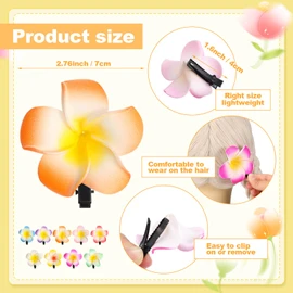 36 Pinzas para Cabello con Flor de Plumería Clips Florales de Espuma Hawaianos Clips Artificiales de Plumería para Novia Boda Fiesta Hawaiana Playa Tropical (7 cm/ 2.8 pulgadas)