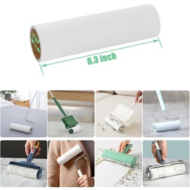 7.9 inch Lint Roller Refills Only, Extra Sticky Tape Roller Refills for Large Floor Lint Roller 7.9'' Width Sticky Roller Replacment Refill Pack of 5 Rolls, Total 300 Sheets (7.9'' Wide)