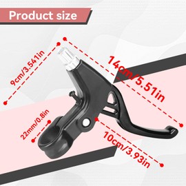 Kukyller 1 Pair Bicycle Brake Levers, 14 x 9 cm / 5.51 x 3.54 Inch Bicycle Brake Clutch Levers Aluminium Alloy Ergonomic V Brake Handlebar for Mountain Bikes (Black)