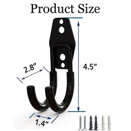 Garage Storage Utility Hooks,Steel Garage Storage Hooks,Garage Hooks Heavy Duty,J-Hook Electric Vehicle Charger Cord Organizer,Steel Wall Mount Hooks for Garden Tools, Ladders, Bulky Items (Black)