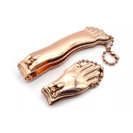 Kikkerland Cortauñas Color Cobre En Forma De Pie Y Mano 2 Pzas