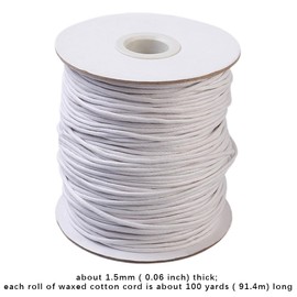 CABODYALS 100 Yards 1.5MM White Waxed Cotton Cord Soft Round Thread Smooth Wax Braid Bracelet Cords Bulk Rolls with Spool for Jewelry Making Sewing Beading Necklaces Macrame Anklet DIY Project Supply