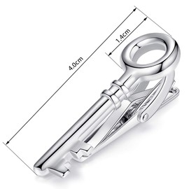 HONEY BEAR Mens Boys Skinny Narrow Key Tie Clip Bar for Wedding Gift 4cm Silver