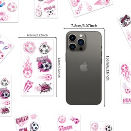 Football Temporary Tattoos,10 Sheets Pink Football Temporary Transfer Soccer Tattoos Stickers for World Cup Soccer Party Gift Birthday Party Bag Fillers Boys Girls Kids