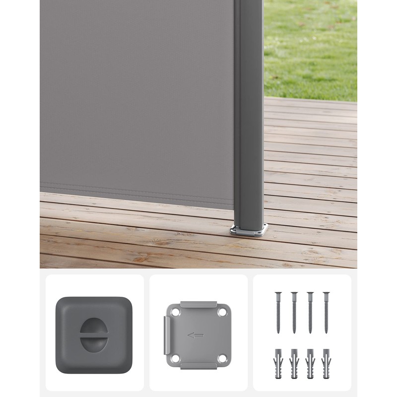 SONGMICS Floor Bracket for Side Awning Posts, Metal Plate with