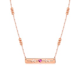 SISGEM 18K Rose Gold Plated EKG Heartbeat Bar Necklace Lifeline Pulse Heartbeat Pendant Charm Necklace with Crystal,Gifts for Birthday Valentine's Day 925 Sterling Silver 18''+2''