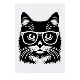 'Cat Wearing Glasses' Temporary Tattoo - Water Resistant, Skin-Safe, Non-Toxic Transfer (TO00085165)