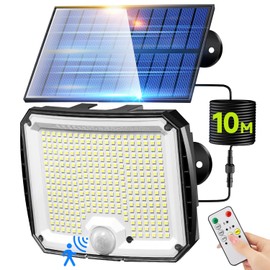 PIKOY Solar Lights Outdoor [318LED/10M/5 Modes] Security Lights Outdoor, Remote Control, IP65 Waterproof for Yard,Porch,Shed,Garage