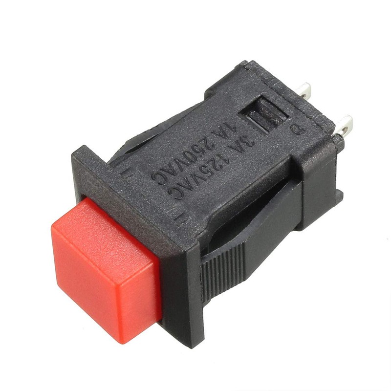 sourcing map 12mm Mounting Red Square Latching Push Button Switch