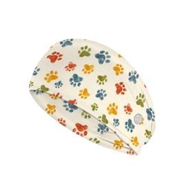 SUITOSELFY Colorful Dog Paw Print Nurse Headband with Buttons for Mask Non Slip Nursing Headbands Wide Headbands for Women Elastic Hairband for Yoga Sports