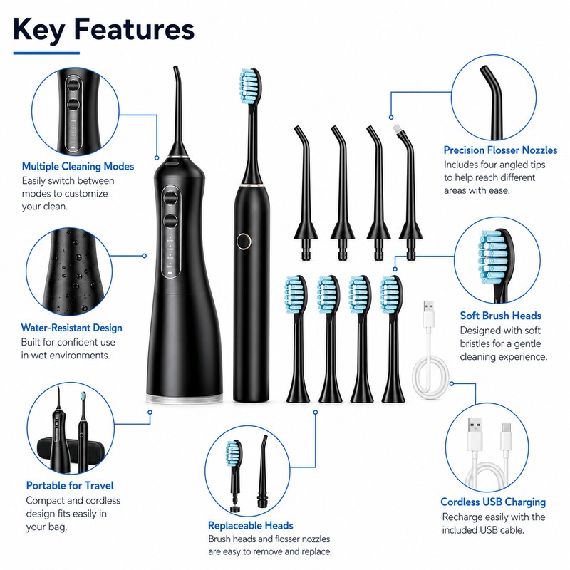 Oral Irrigator & Sonic Toothbrush Set for Daily Care –