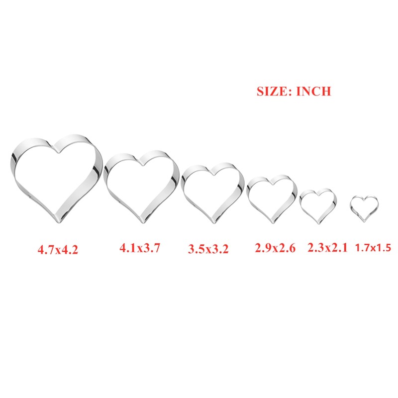 Maykito Heart Cookie Cutter Set-6 Pieces in Gratuated Size-Stainless Steel