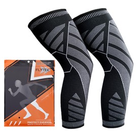 Flytex Full Leg Compression，Full leg sleeve long compression leg sleeve knee sleeve to protect legs for men and women basketball, arthritis cycling sports(2PCS) (Large)