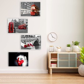 DCIDBEI 40 x 30 cm DIY Set of 4 Diamond Painting Woman, Painting by Numbers Bridge Adults, Diamond Painting Landscape Bus, Unique Gift, 5D Wall Decoration Craft, Modern City