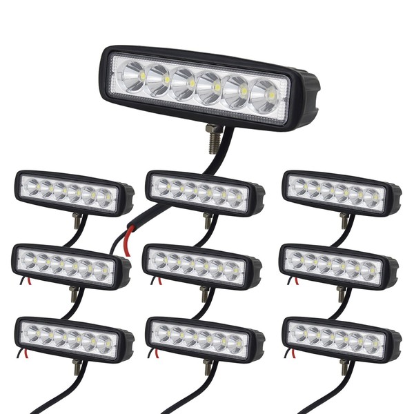 Willpower 10 Pieces 6 inch 18W LED Work Light Bar