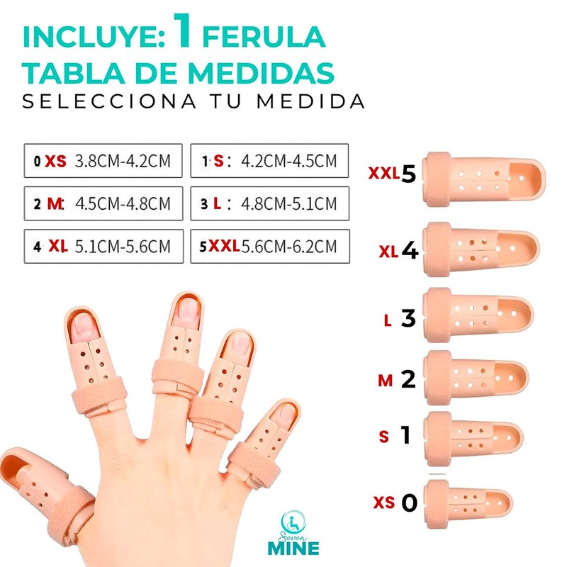 SEVEN MINE Férula Dedo Stack [1Pza, 3 Tamaños]: Sujeción Firme