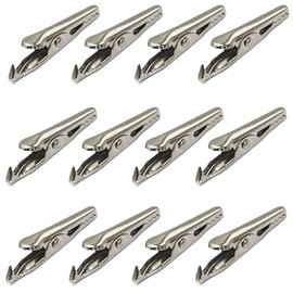 IEUYO Multipurpose Steel Alligator Clips (100-Pack) - Nickel-Plated Silver Crocodile Clamps for Battery Testing, Place Card Holders - 35mm Small