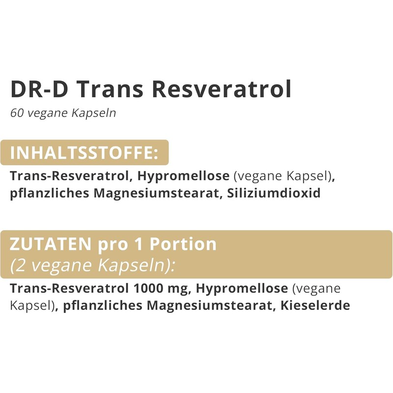 Trans Resveratrol by DR-D Longevity - 1000 mg, Premium Antioxidant,