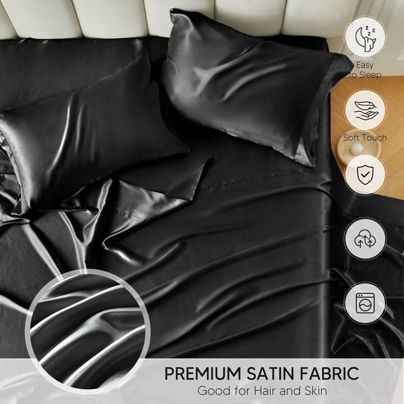 Tokokimo Satin Sheets Full Size 4 PC - 16" Deep