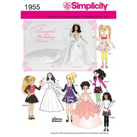 Simplicity 1955 Wedding Doll Clothes Sewing Patterns, for 10.5'', 11.5'' and 12.5'' Dolls