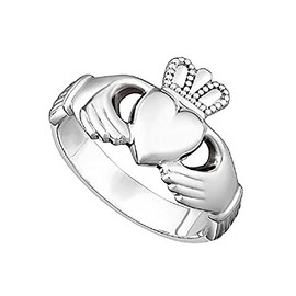 Failte Mens Claddagh Ring Sterling Silver Puffed Band Made in Ireland Size 10
