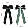 2PCS Velvet Hair Bows Green Hair Ribbon Clips Big Fall