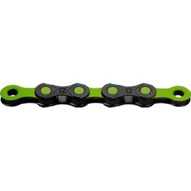 KMC Bicycle Chain, DLC12 Waxed, 1/2 Inch x 11/128 Inch, 126 Links, 12-Speed, Lightweight, Black/Green