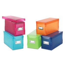 Whitmor 6754-373-5 Plastic CD Boxes Set of 5 Assorted Colors