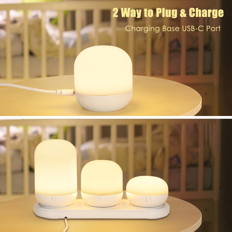 Baby Night Light for Kid, Portable Rechargeable Nightlight with Stable