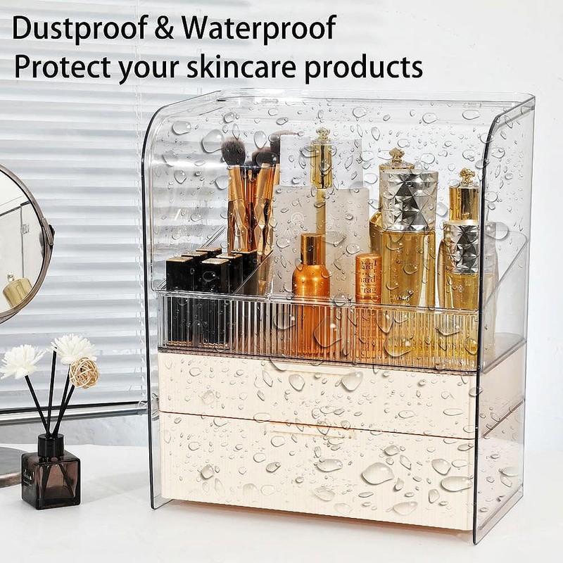 PLINJOY Makeup Storage Organizer Box Large Cosmetic Display Cases Dustproof