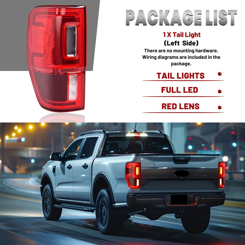 HECASA LED Tail Lights Assembly Compatible with 2019-2023 Ford Ranger