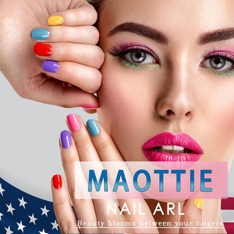 Independence Day Press on Nails Medium Square Fake Nails Blue