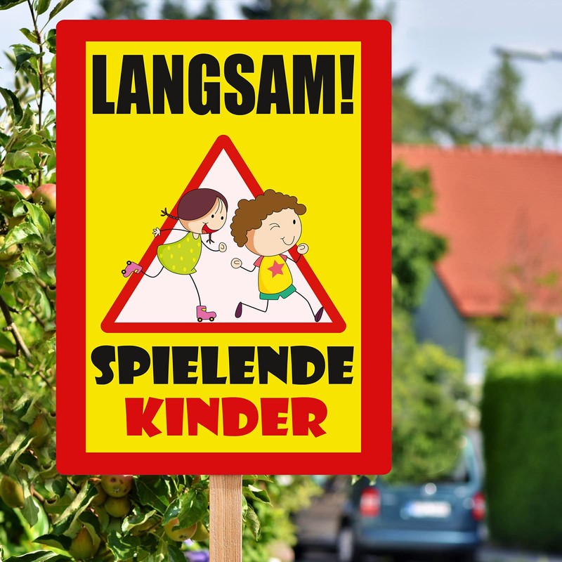 3 Stück Langsam ! spielende KINDER Schild 20 x 30