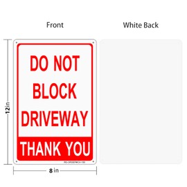 MUXYH 2 Pack Do Not Block Driveway Sign, No Parking Sign, 12" x 8" .40 Rust Free Heavy Duty Aluminum Reflective Sign, UV Protected and Weatherproof - Easy to Mount