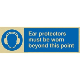Viking Signs MP261-L31-G "Ear Protectors Must Be Worn Beyond This Point" Sign, Rigid Gold Plastic, 100 mm H x 300 mm W