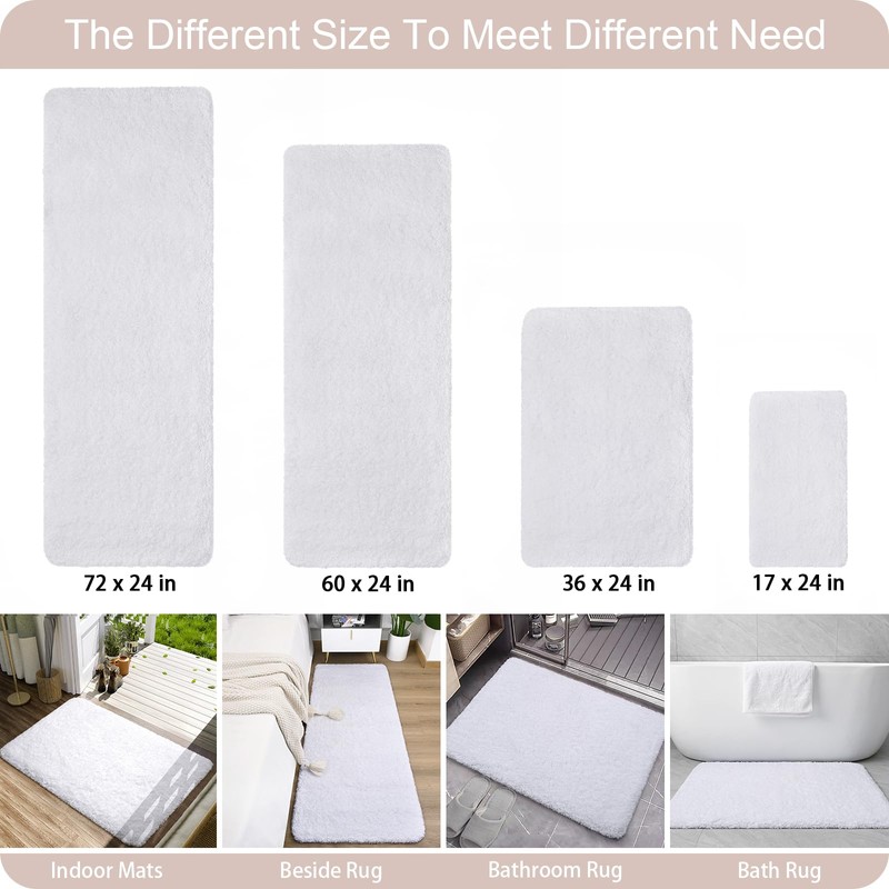 AROGAN Luxury Long Bathroom Runner Rug, 24x60 Inch Thick Soft
