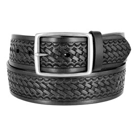 Basketweave Genuine One Piece Leather Utility Uniform Work Belt 1.75 Inch Wide for Women (Black, 38)