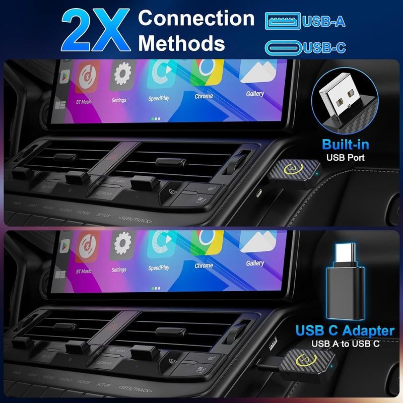 2 in 1 Wireless Apple CarPlay Adapter, for both Apple