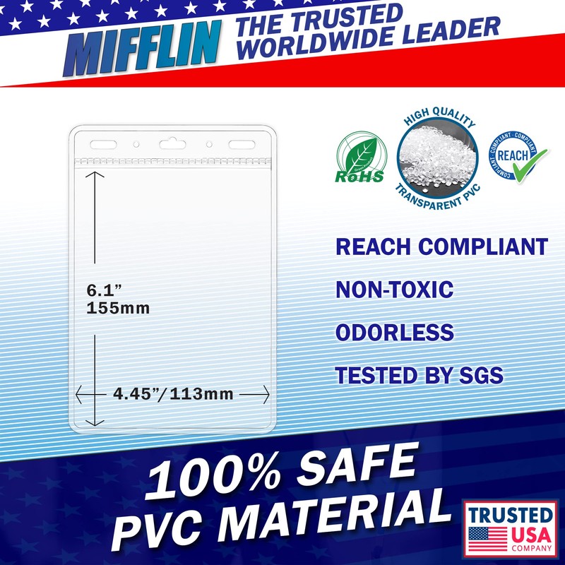 Mifflin Passport & Card Holders (Clear, 102x152 mm, 50 Pack),