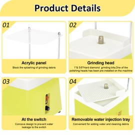 Stained Glass Grinder, 4200r/Min Glass Grinder For Stained Glass, 110V 65W 5/8” & 1” Diamond Grinder Bits, Portable Stain Glass Tools for Glass Processing Arts, Decoration