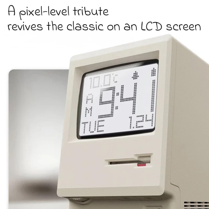 Bellatte Maclock Retro Pixel Alarm Clock, 1984 Computer Style Desk
