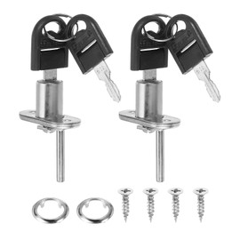 PATIKIL 2Pcs Drawer Lock with Keys, 16mm(5/8") File Cabinet Lock Keyed Different Steel Lock Cylinder Desk Locks for Office Wardrobe Locker Showcase, Silver