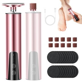 2-in-1 Electric Callus Remover, Rechargeable Electric Foot Callus Remover Set with Interchangeable Foot Files, 6 Speeds for Cracked Heels, Callus, Dead (Gold)