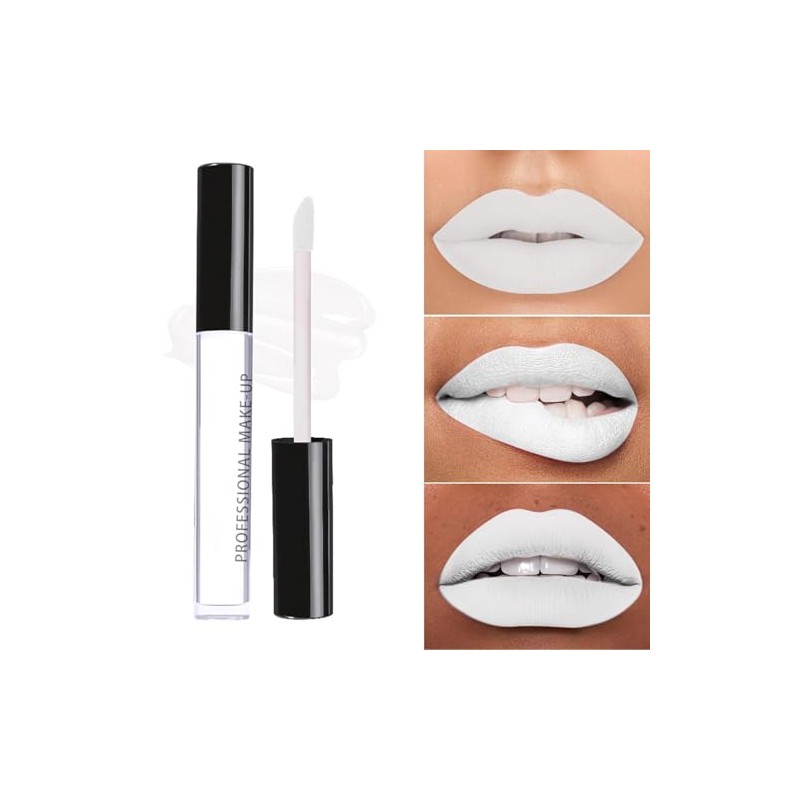 Lápiz Labial Blanco Halloween, Pintalabios Mate Líquido Pigmentado
