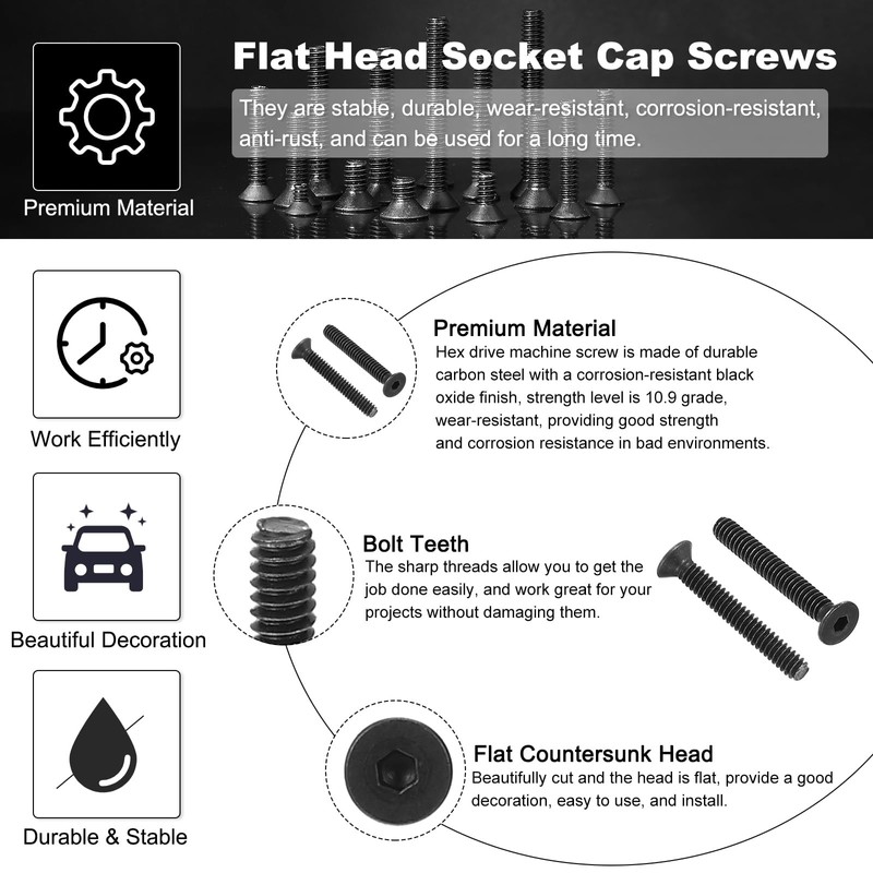 PATIKIL #6-32 x 1 Inch Flat Head Socket Cap Screws