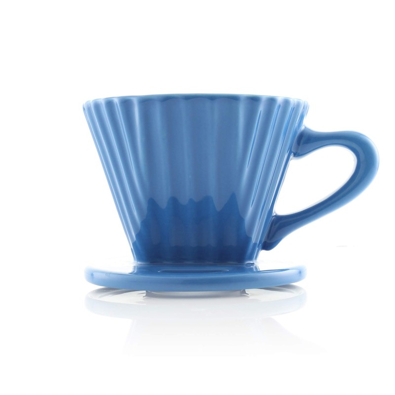 Chantal "Lotus" ceramic pour over coffee dripper, 8 Ounces, Blue